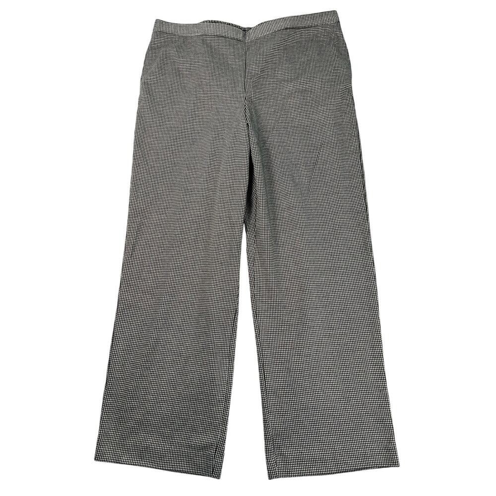 Alfred Dunner Dress Pants Womens Medium Black White Houdstooth Knit 26.5" Inseam
